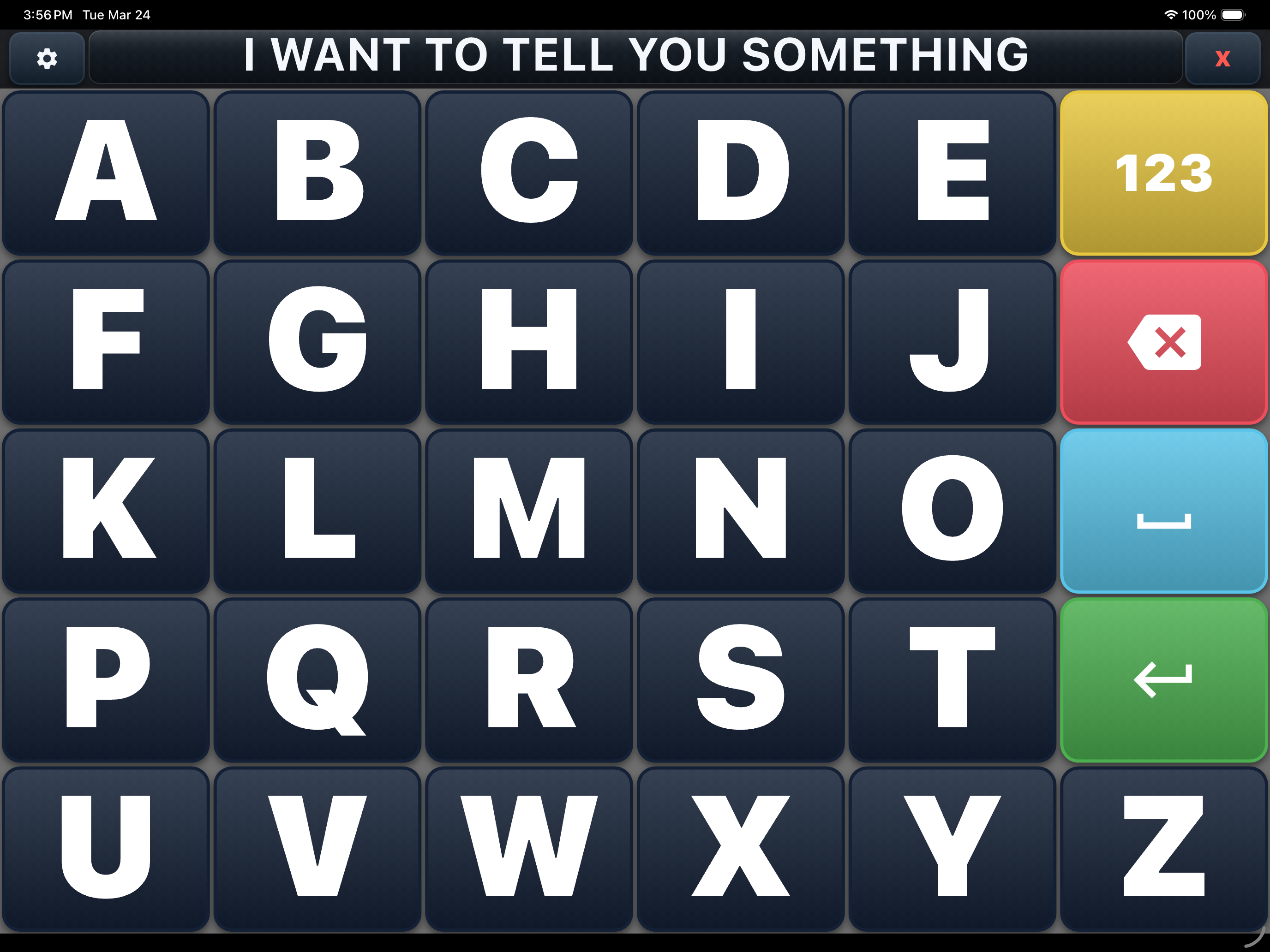The TBoard letterboard on an iPad